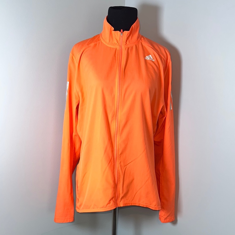 Adidas Orange Lightweight Running Jacket Full Zip High Visibility Women’s MD